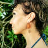 BOUCLES D'OREILLES BOIS FEUILLE HEMATITE ET VERRE