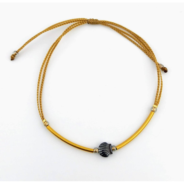 BRACELET CORDON COQUILLAGE HEMATITE