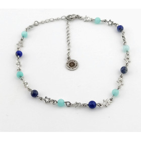 CHEVILLÈRE AMAZONITE LAPIS LAZULI & ÉTOILES