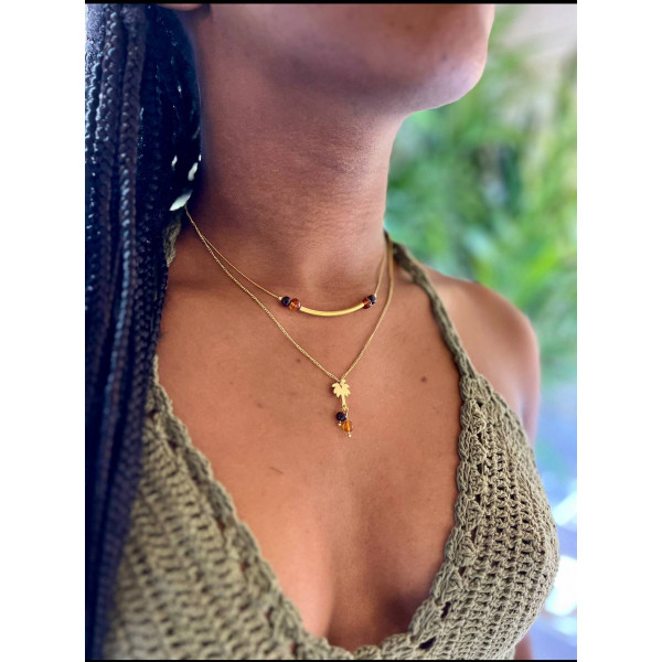 COLLIER DOUBLE COCOTIER AMBRE