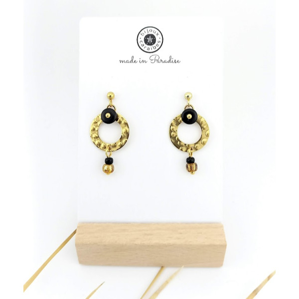 BOUCLES D'OREILLES CERCLE ACIER & VERRE