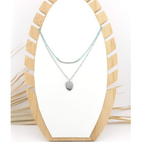 COLLIER DOUBLE MIYUKI FEUILLE MONSTÉRA