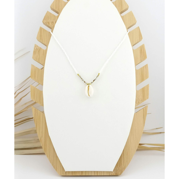 COLLIER  CAURI MIYUKI BLANC ET DORE