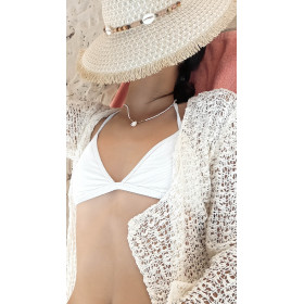 COLLIER  CAURI MIYUKI BLANC ET DORE