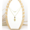 COLLIER DOUBLE FEUILLE HEMATITE BOIS DE SANTAL & VERRE