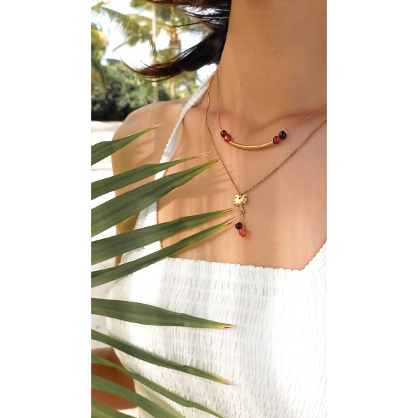 COLLIER DOUBLE COCOTIER AMBRE