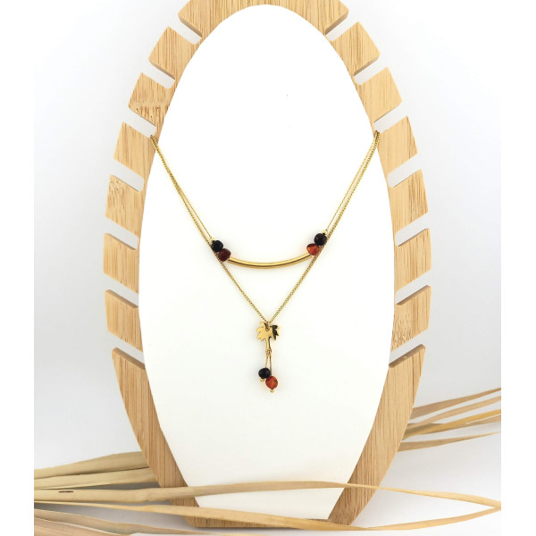 COLLIER DOUBLE COCOTIER AMBRE