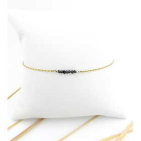 BRACELET 7 DIAMANTS BRUTS NOIRS