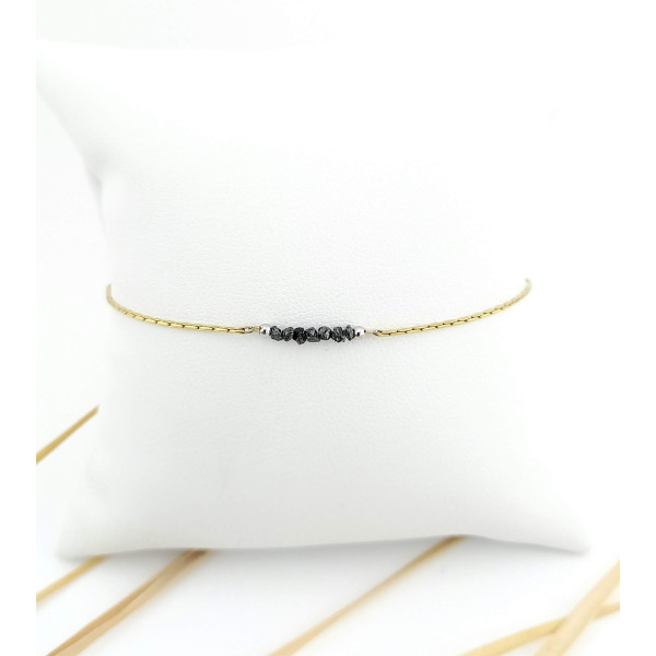 BRACELET 7 DIAMANTS BRUTS NOIRS