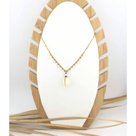 COLLIER CAURI CHAINE GOUTTES BLANCHES