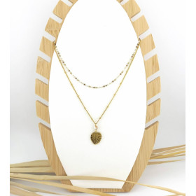 Collier double Monstéra Howlite