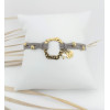 BRACELET ACIER DORE SUEDINE & PERLE D'EAU DOUCE
