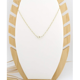 COLLIER ACIER DORE & NACRE