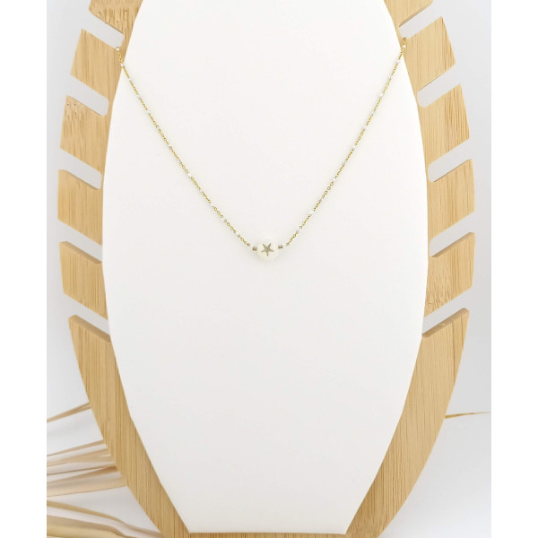 COLLIER ACIER DORE & NACRE