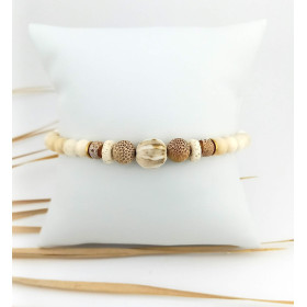 BRACELET NACRE CERAMIQUE BAMBOU & PIERRE VOLCANIQUE