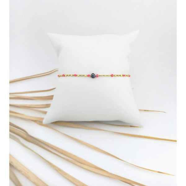 BRACELET ACIER INOXYDABLE DORE & PERLE D'EAU DOUCE