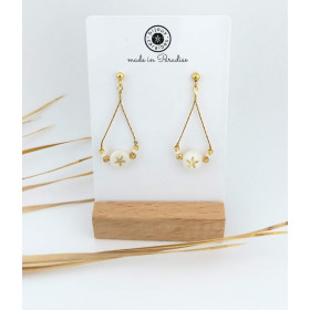 BOUCLES D'OREILLES ACIER INOXYDABLE & NACRE