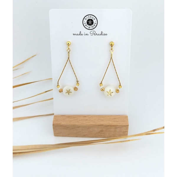 BOUCLES D'OREILLES ACIER INOXYDABLE & NACRE
