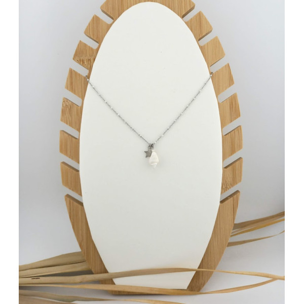 COLLIER ACIER PENDENTIFS ETOILE & COQUILLAGE