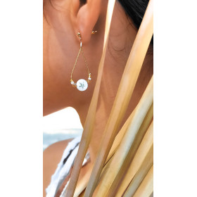 BOUCLES D'OREILLES ACIER INOXYDABLE & NACRE