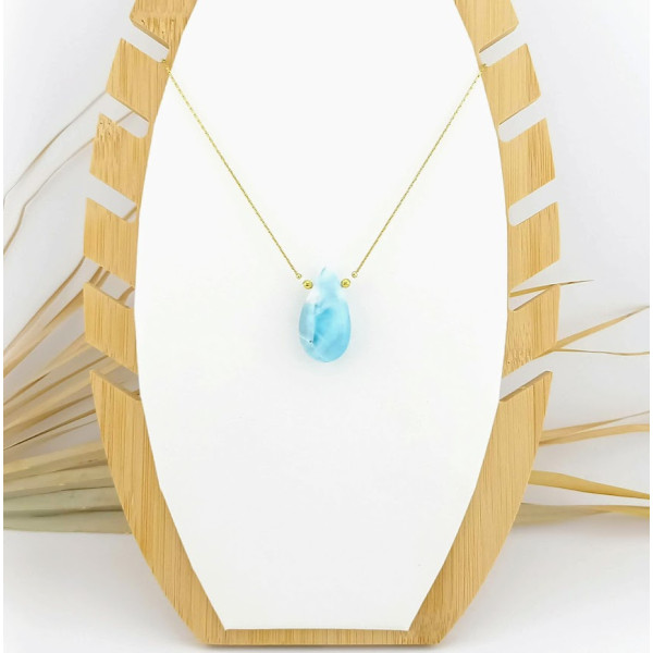 COLLIER  LARIMAR GOUTTE 17 x 31mm