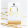 BOUCLES D'OREILLES FEUILLE MONSTERA NACRE ET VERRE