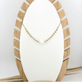 COLLIER COQUILLAGE ET CHAINE GOUTTES BLANCHES