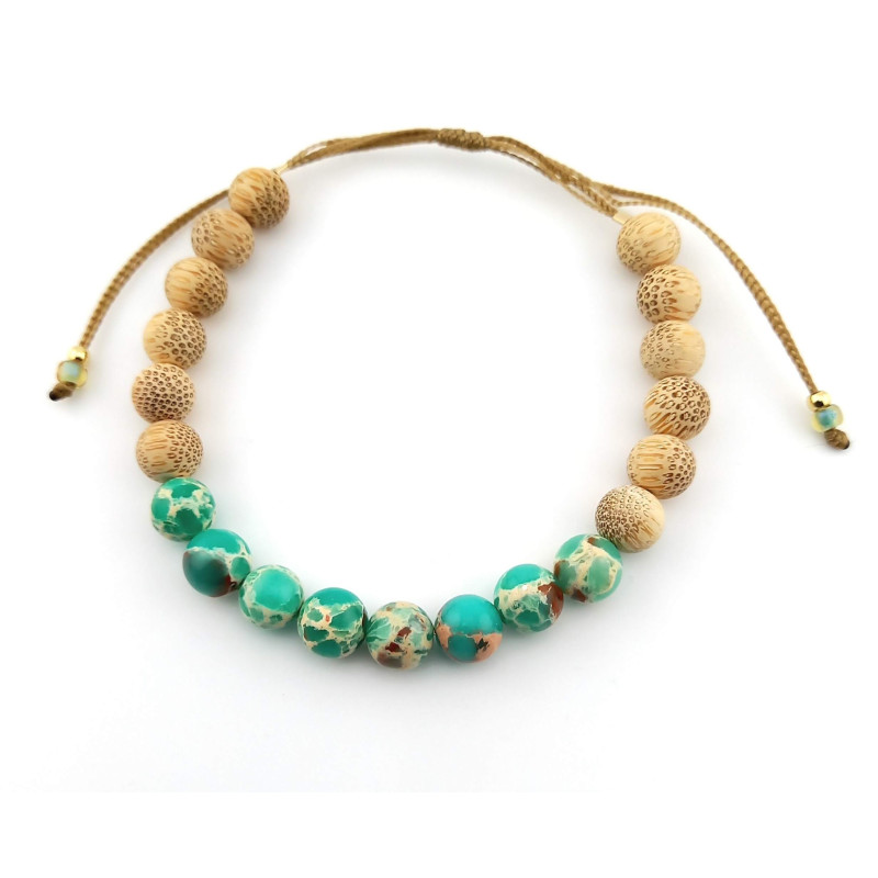 BRACELET JASPE PAYSAGE & BAMBOU