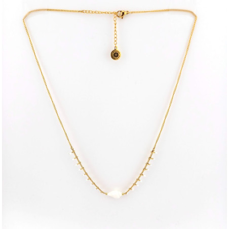 COLLIER COQUILLAGE ET CHAINE GOUTTES BLANCHES